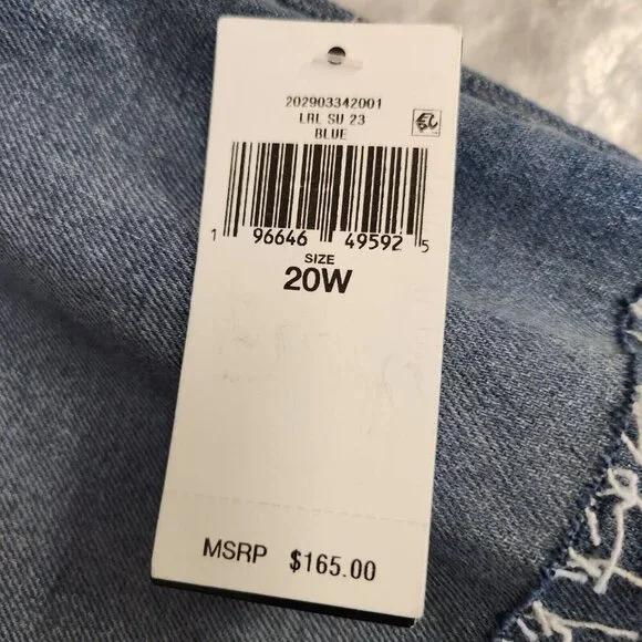 Lauren Ralph Lauren Capris Jeans Women's Pants 20W Ombre Blue Wide Leg Raw Hem - Picture 12 of 15